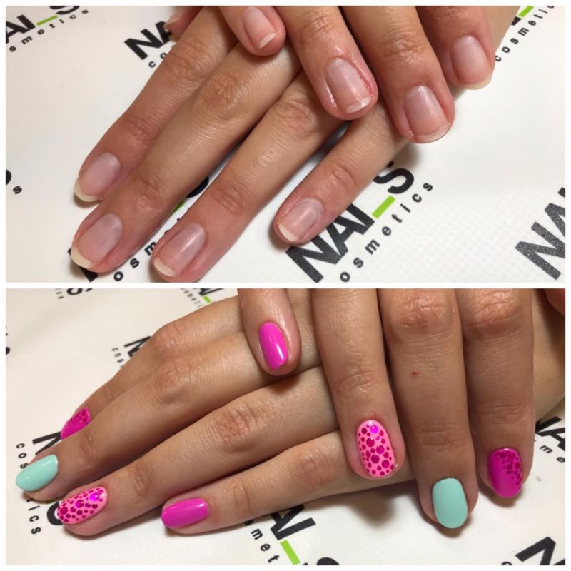 manikīrs ar gēllakas pārklājumu un Hrome dizainu